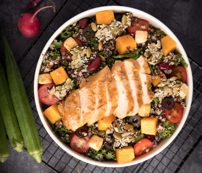 healthy chicken quinoa bowl