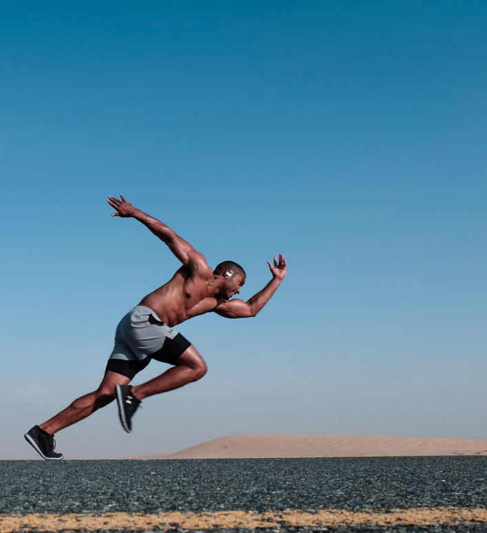 man running in the desert man going for a fast run