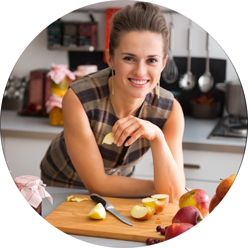 dietitian smiling after successful weight gain recommendation dietitian smiling preparing food for weight gain client