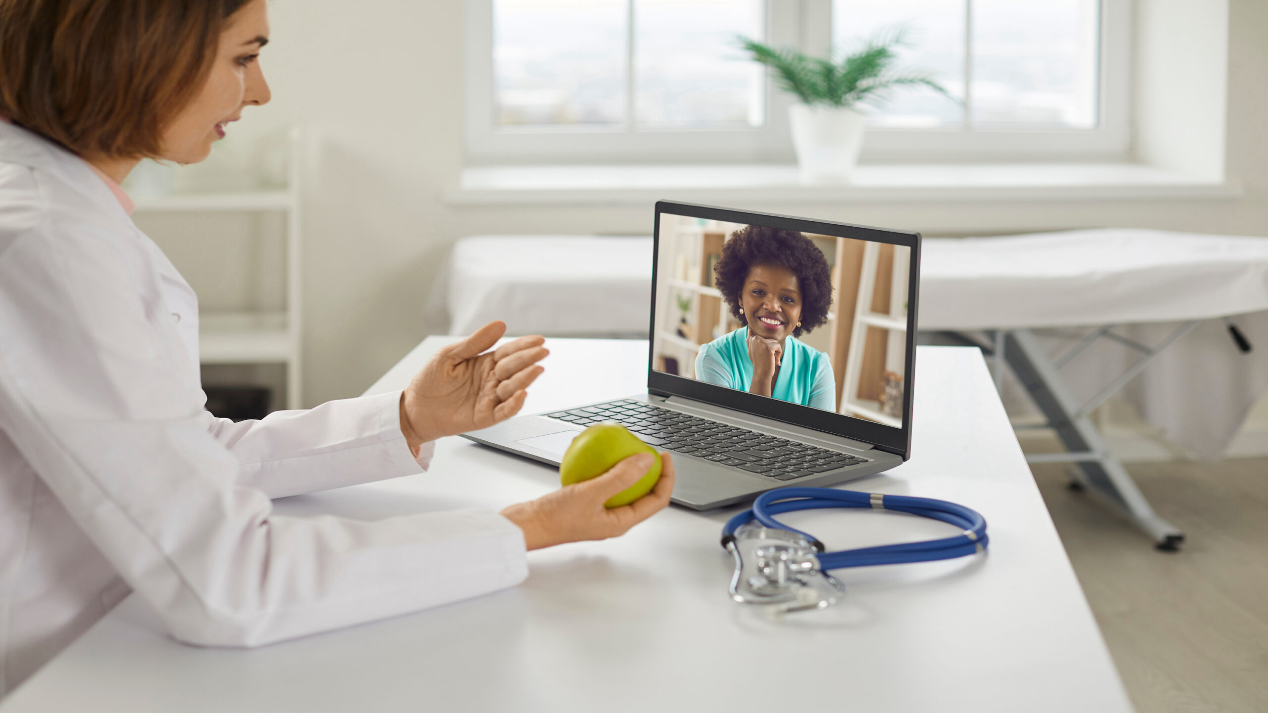 woman consulting with dietitian Women working with dietitian over laptop