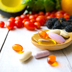 healthy food and vitamins