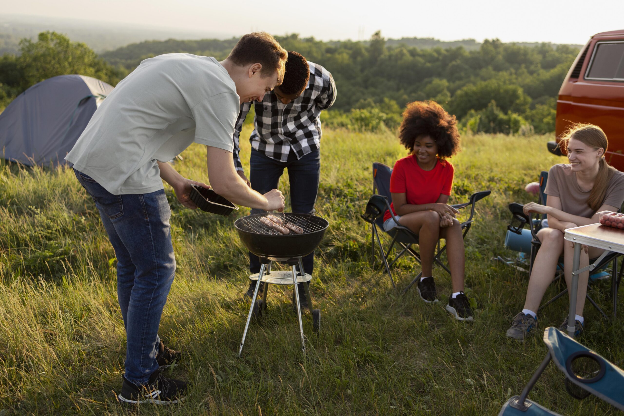 A group of friends having a barbecue