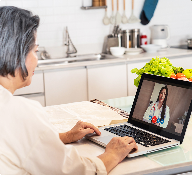 woman on a telehealth call with a dietitian