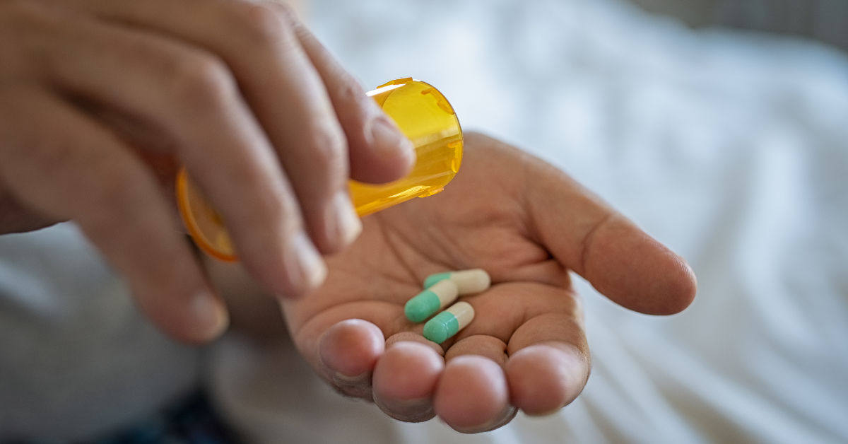 patient pouring weight loss medicine hand patient pouring weight loss medicine hand
