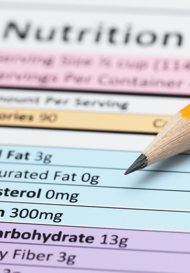 nutrition label nutrition label with pencil marking nutrition information