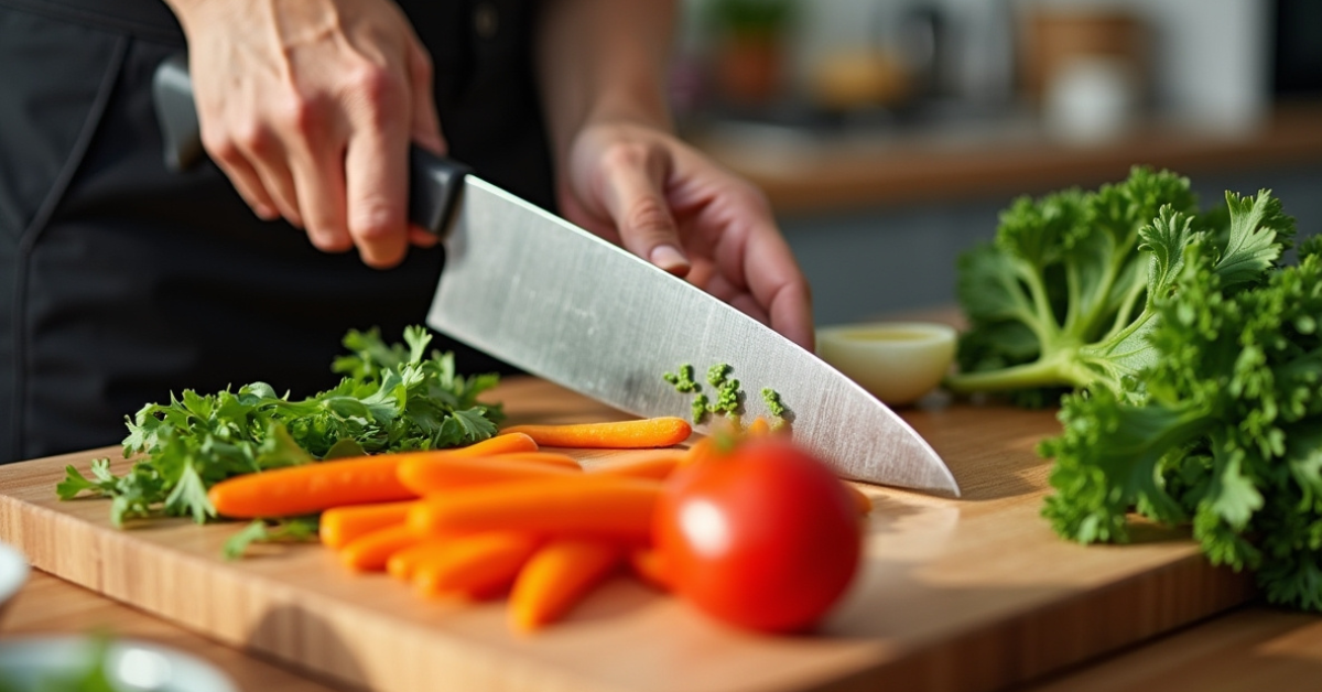 chopping board with vegetables meal prep